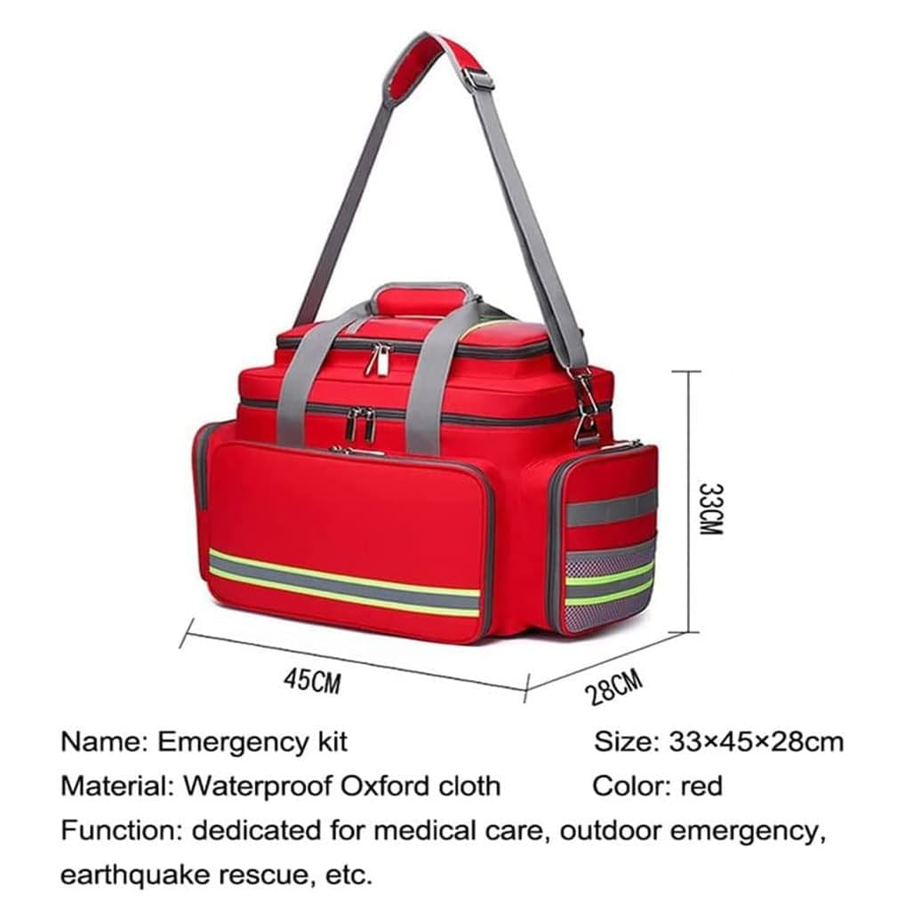 Borsa Professionale per soccorritori, Kit di Pronto Soccorso di Grande capacità, Borsa per Infermieri con Tracolla e Tasche Multiple, per casa, Lavoro, all'aperto, Rossa