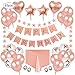 Produktbild Geburtstags Party Dekorationen Rose Gold Kit - Partyzubehör sets für Frauen Männer Kinder, Happy Birthday Star Banner Folie Konfetti Ballon Einweg-Tischdecke für Papa Mama 50. 60. 70. 80. Geburtstag