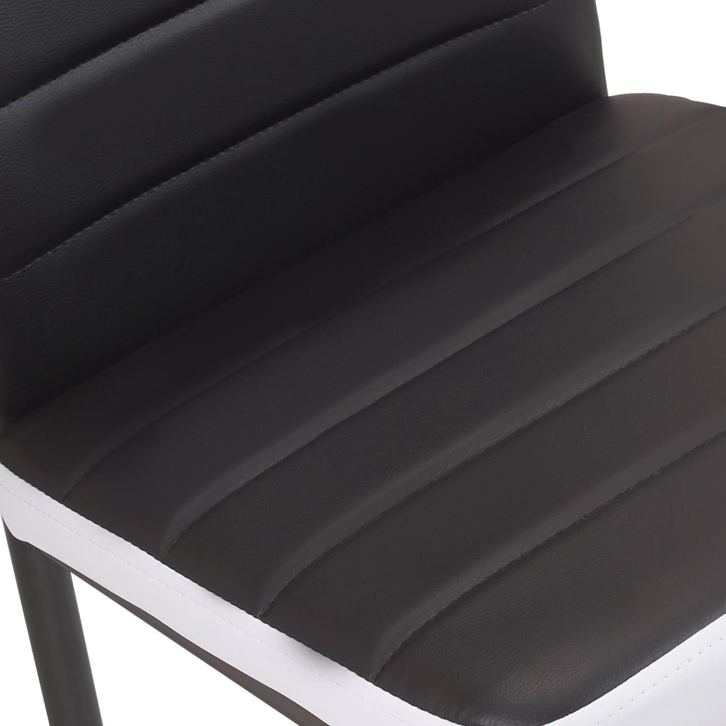 IDMarket - Juego de mesa de comedor rectangular Phoenix en madera y franja central negra de 160 cm y 6 sillas Novelas negro blanco medio