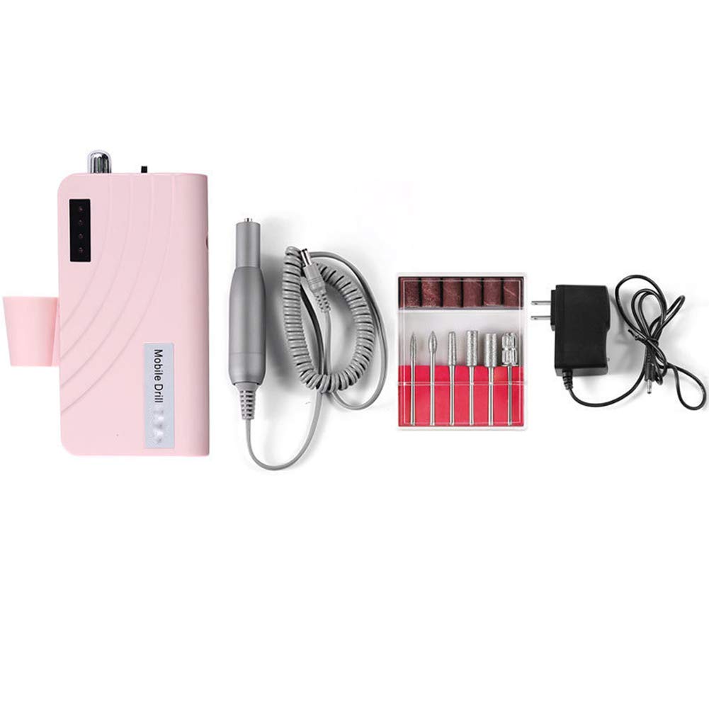 Torno para Uñas Rectificadora Manicura Portátil Wireless Recargable 30000RPM Eléctrico Uñas Pulidora Herramienta Bajo de Ruido y Vibración Equipo con Esmalte de uñas Puntas Dorado