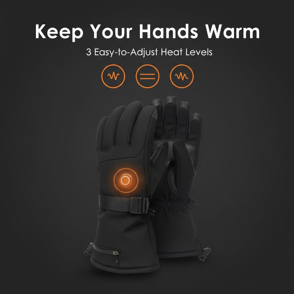 Rechargeable Heated Gloves for Men Women, 7.4V Waterproof Touchscreen Electric Ski Gloves with 3-8 Hours Heating for Winter Outdoor Work, Skiing, Hunting, Hiking, Camping, Riding, Fishing - Image 2
