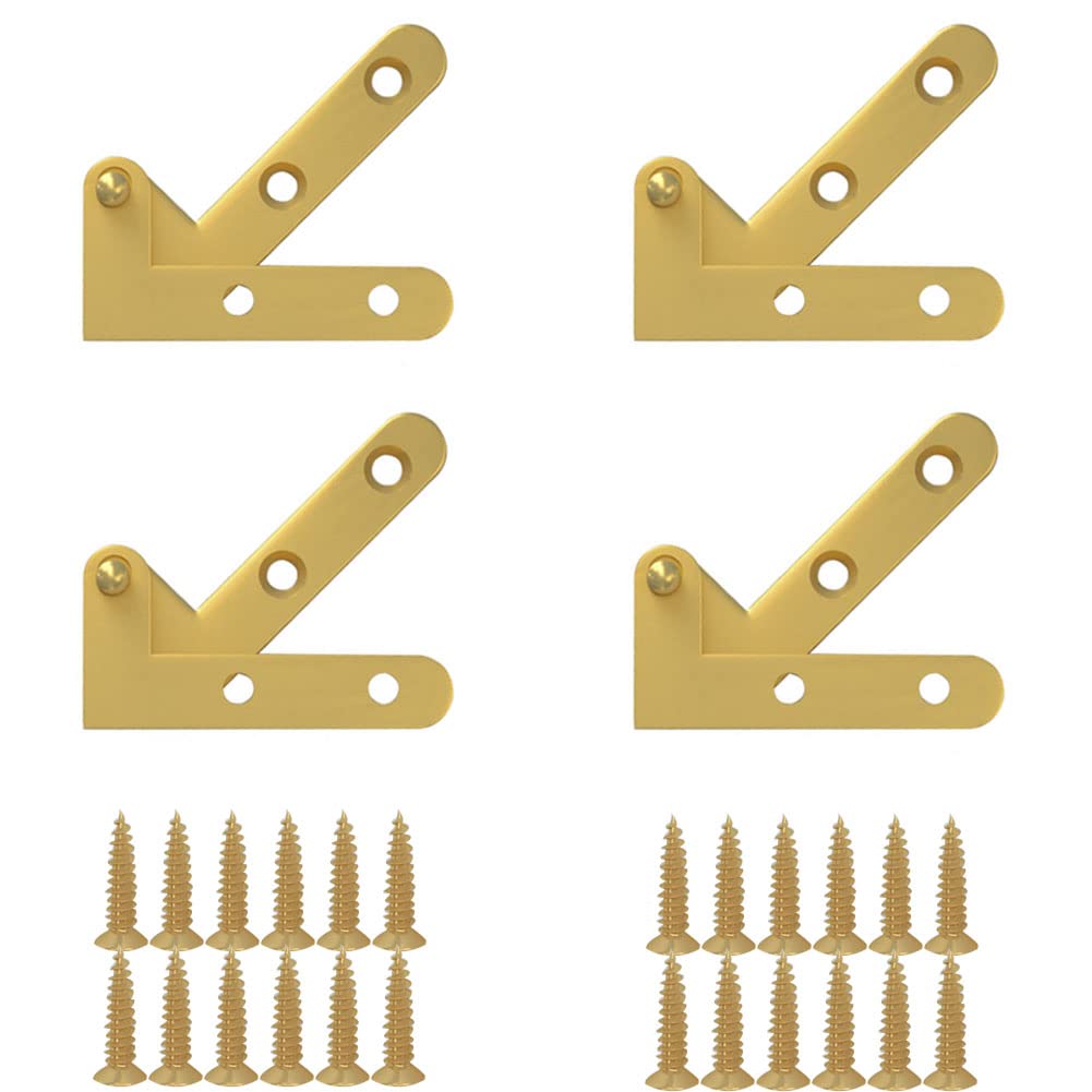 bjsdkff 180 Degree Rotatable Door Pivot Hinges, Pivot Hinges Cabinet Rotating Hinge, Cabinet Door Hidden Hinge for Wine Cabinet Door Bookcase Door Closet Window Door Fittings 4 Pieces (L-Shape Hinge)