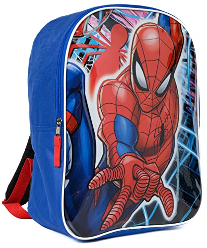 Marvel Mochila escolar infantil com estampa do Homem-Aranha de 38 cm, Multicor, 15