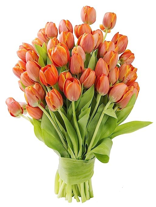 Image of KaBloom-30 Orange Tulip Bouquet,Flowers for Valentine, Mother's Day