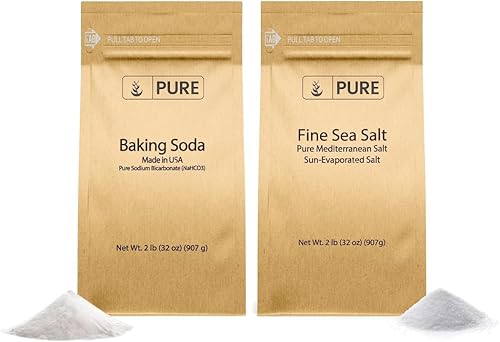 Pure Original Ingredients Paquete de sal marina fina y bicarbonato de sodio, 2 libras cada uno, limpieza, puro, sin aditivos ni rellenos