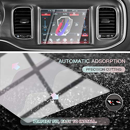 Image of CDEFG Car Screen Protector Center Control Navigation Touch Screen Protector for Dodge Charger Uconnect 2011-2019, Tempered Glass HD Scratch Resistance (2011-2019 Charger 8.4IN)