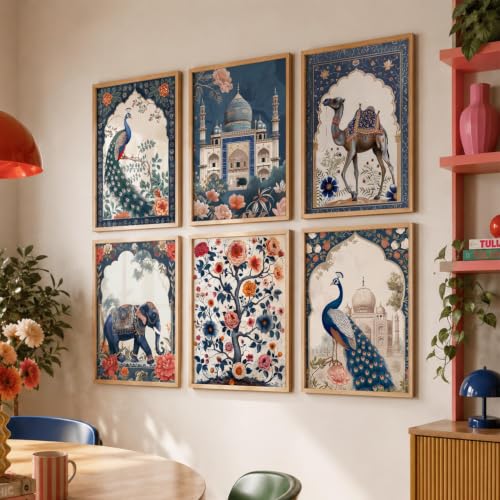 Image of kotart MadhubaniTheme Digital Painting for Wall Decoration - Wall Art Prints for Living Room Bedroom Office, living room Decor, wall hanging frames-(10x13 inch, E)