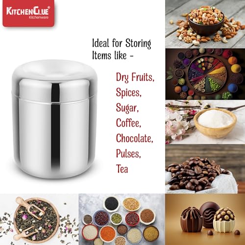 Image of 304 Grade Stainless Steel Canisters /Containers Set Of 3 Pcs (350, 550 & 700ml) Glossy Mirror Finish, Looks Attractive & Elegant - Durable & Unbreakable - Airtight Steel Lid Containers