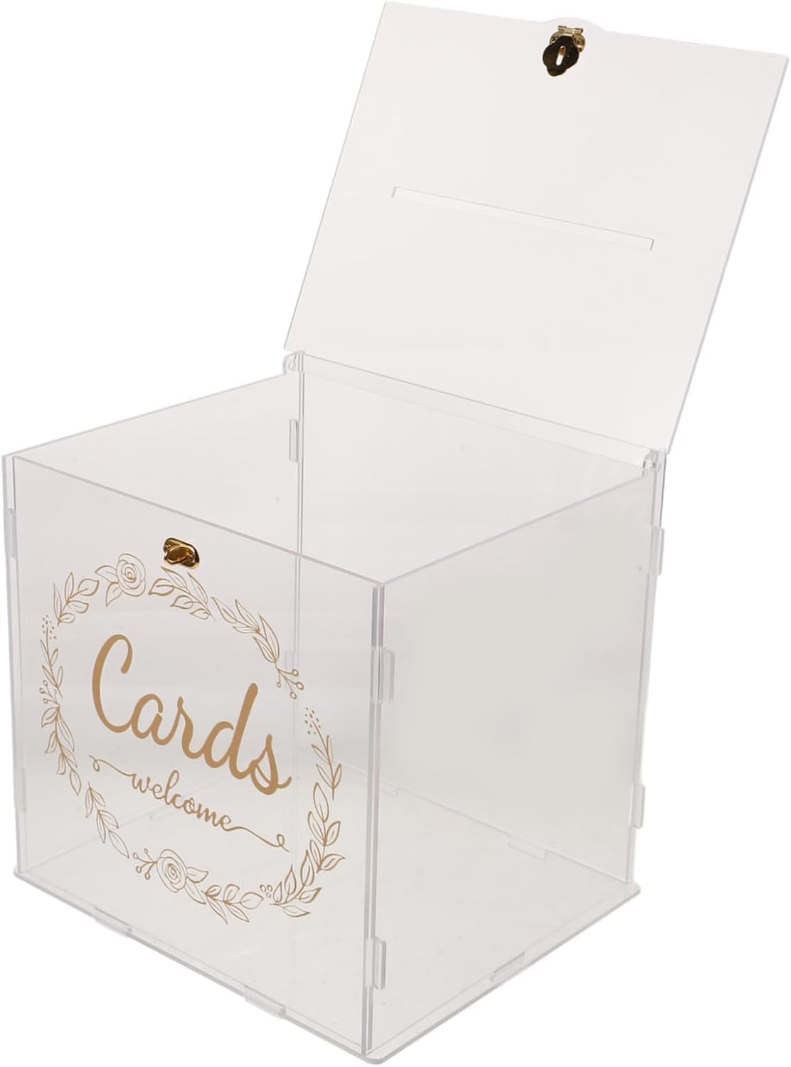 Alipis Card Box Wedding Acrylic Elegant Gold Card Holder for Wedding Party Photo Keepsake