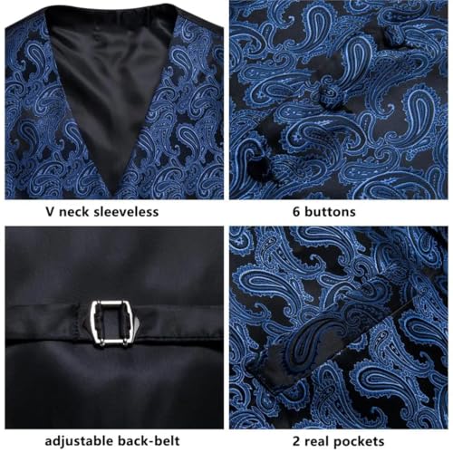 Men's Slim Fit Waistcoat and Tie Set Formal Vest with Cufflinks for Tuxedo or Wedding Occasion4