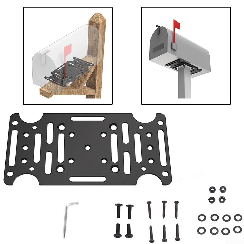 HpLive Support de montage pour boîte aux lettres - Plaque métallique lourde pour poteaux en bois ou poteaux creux de 4 x 4 - 10,78 x 5,6" - Noir