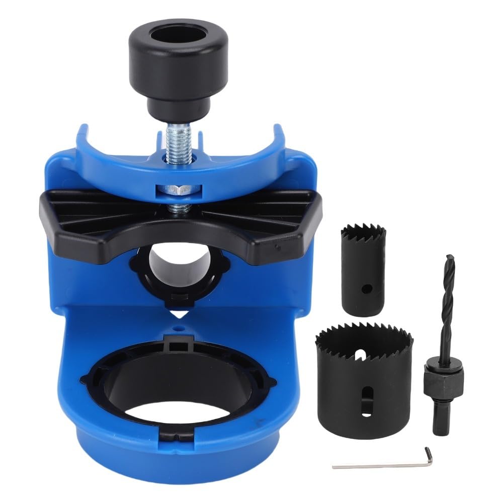 Anu Limen Door Lock Installation Kit Plastic Guide Template Carbon Steel Hole Saw for 1-3/8 to 1-3/4 Inch Thick Wood Doors Blue