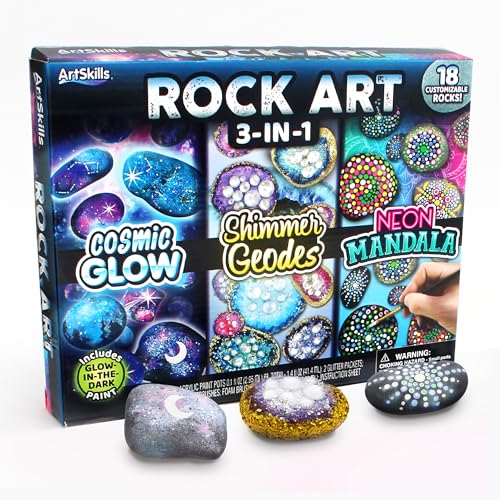 ArtSkills Rock Painting Kit with Geode, Mandala & Glow in The Dar...