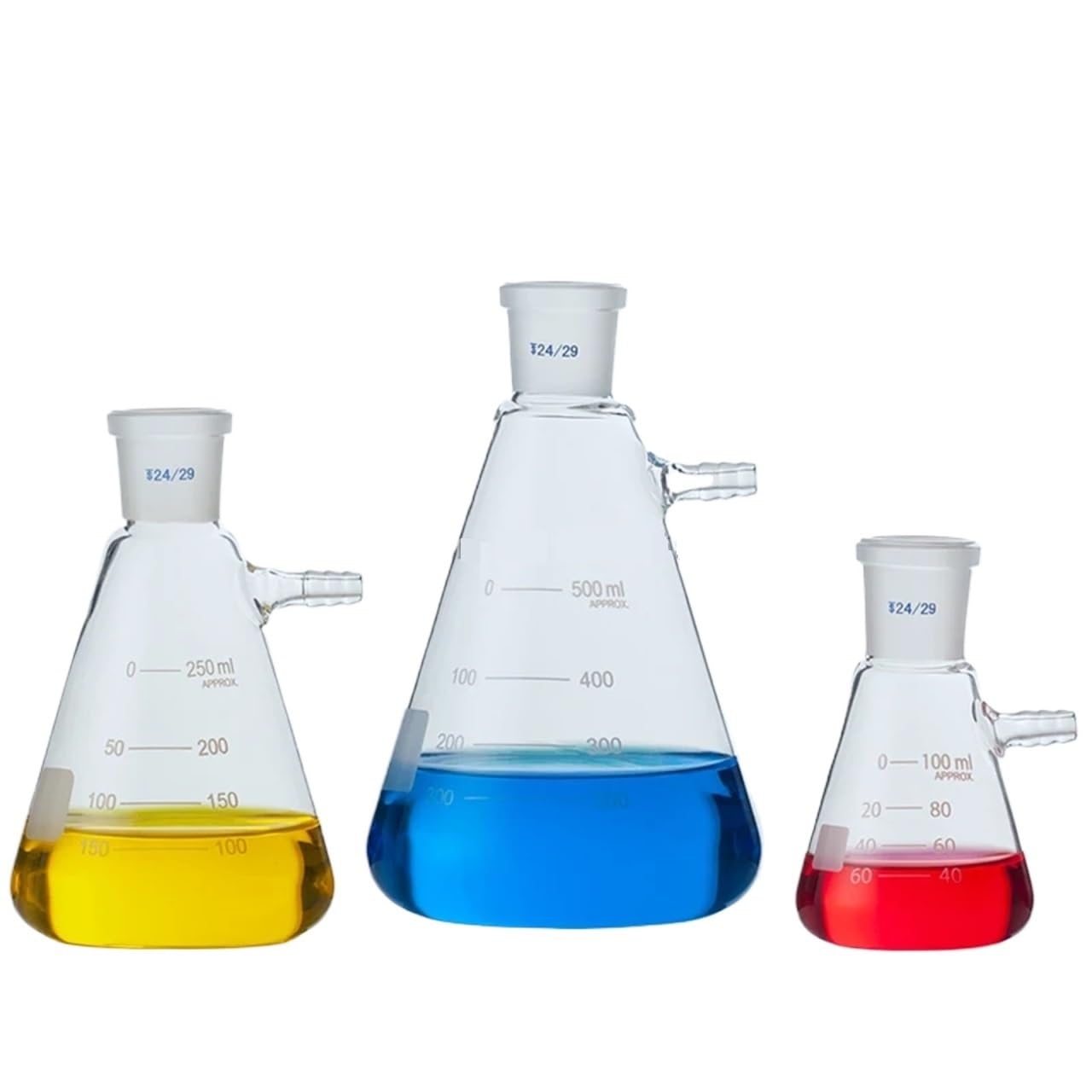 matraz de fondo redondo， 1 pieza de matraz de vidrio de laboratorio con boquilla de succión y filtro de vacío (25-2000 ml, 14-29 mm)(1000ml caliber 24mm)