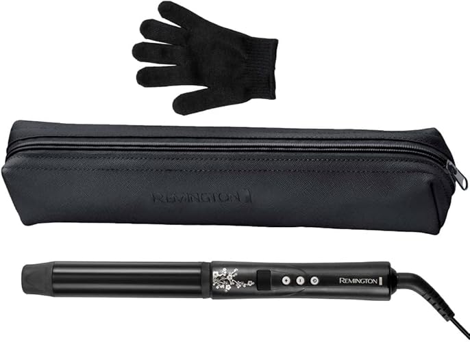 Bild 2 - Remington Lockenstab große Locken [32mm] Pearl Digital (Keramikbeschichtung mit echten Perlen) LCD-Display 130-210°C, inkl. Hitzehandschuh, sanfte Wellen feines bis kräftiges Haar, Schwarz, CI9533