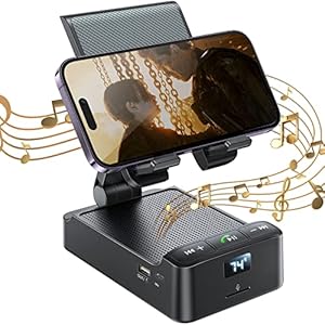 Cell Phone Stand with Wireless Bluetooth Speaker, HD Surround Sound Perfect for Home & Outdoors, Unique Ideal Gifts for Men and Women, Anniversary Birthday Gifts Compatible with iPhone/Samsung/ipad