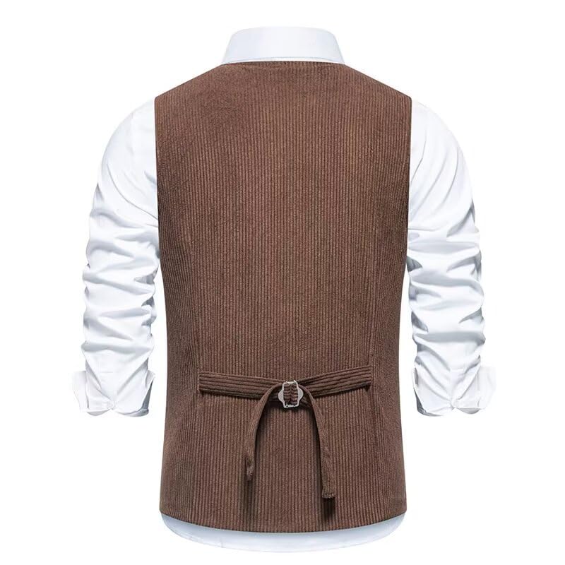 Men's Corduroy Vest Cowboy Single Breasted V Neck Casual Waistcoat Vintage Retro Western Vests for Men3