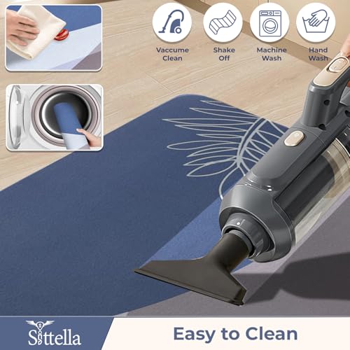 Image of SITTELLA Rubber 2 Kitchen Mats Set, Anti-Skid Kitchen Mats, Water Absorbent Rug, Carpets, Floor Mat for Home and Kitchen (120x40cm & 40x60cm) Leaf, Rectangular