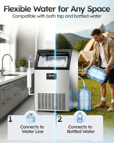 Image of Mojgar Commercial Ice Maker 180lbs /24H with 50lbs Ice Storage 2 Water Inlet