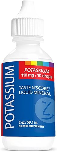 Suplemento mineral iónico líquido de potasio Taste N' Score 100% puro; 110 mg; 72 porciones