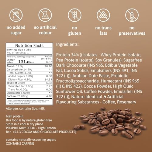 Image of Phab Assorted Protein Bars (Chocolate, Mocha, Strawberry) 11g Protein, No Added Sugar | High Fibre, Trans Fat-Free & No Preservatives |Healthy & Tasty | GMO Free (Pack of 12 x 35g)