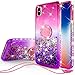 [GW USA] Glitter Phone Case Kickstand Compatible for Apple iPhone Xr 2018 Case,Ring Stand Liquid Floating Quicksand Bling Sparkle Cute Protective (Hot Pink)