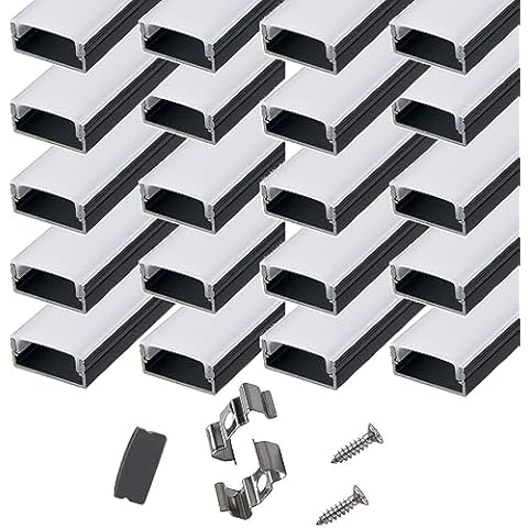 StarlandLed Black Aluminum Channel 20Pack 6.6Ft/2M for 16mm Wide Strip, Aluminum Profile with Complete Mounting Accessories LED Strip Light, Perfectly Suit for 16mm LightStrip … … Cover