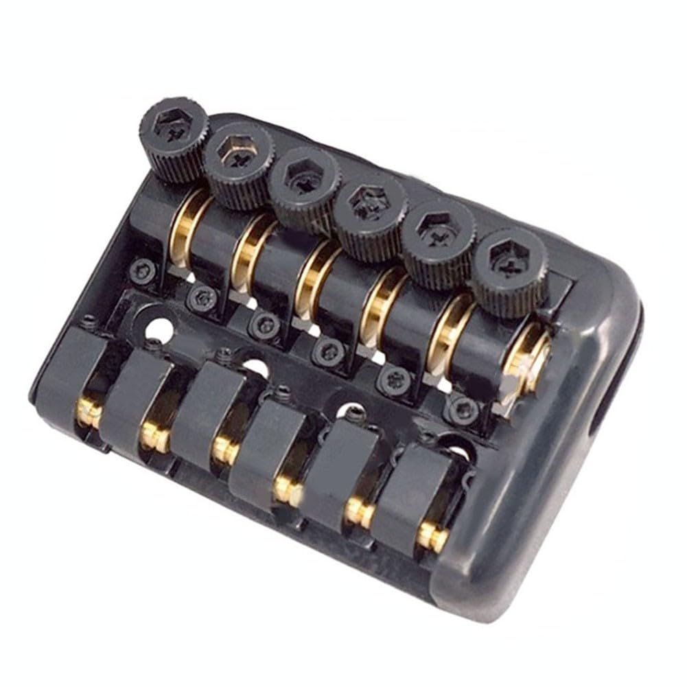 Puente de guitarra eléctrica sin cabeza de 6 cuerdas, sillín fijo con tornillos de tuerca de bloqueo y llaves para piezas de repuesto, color negro