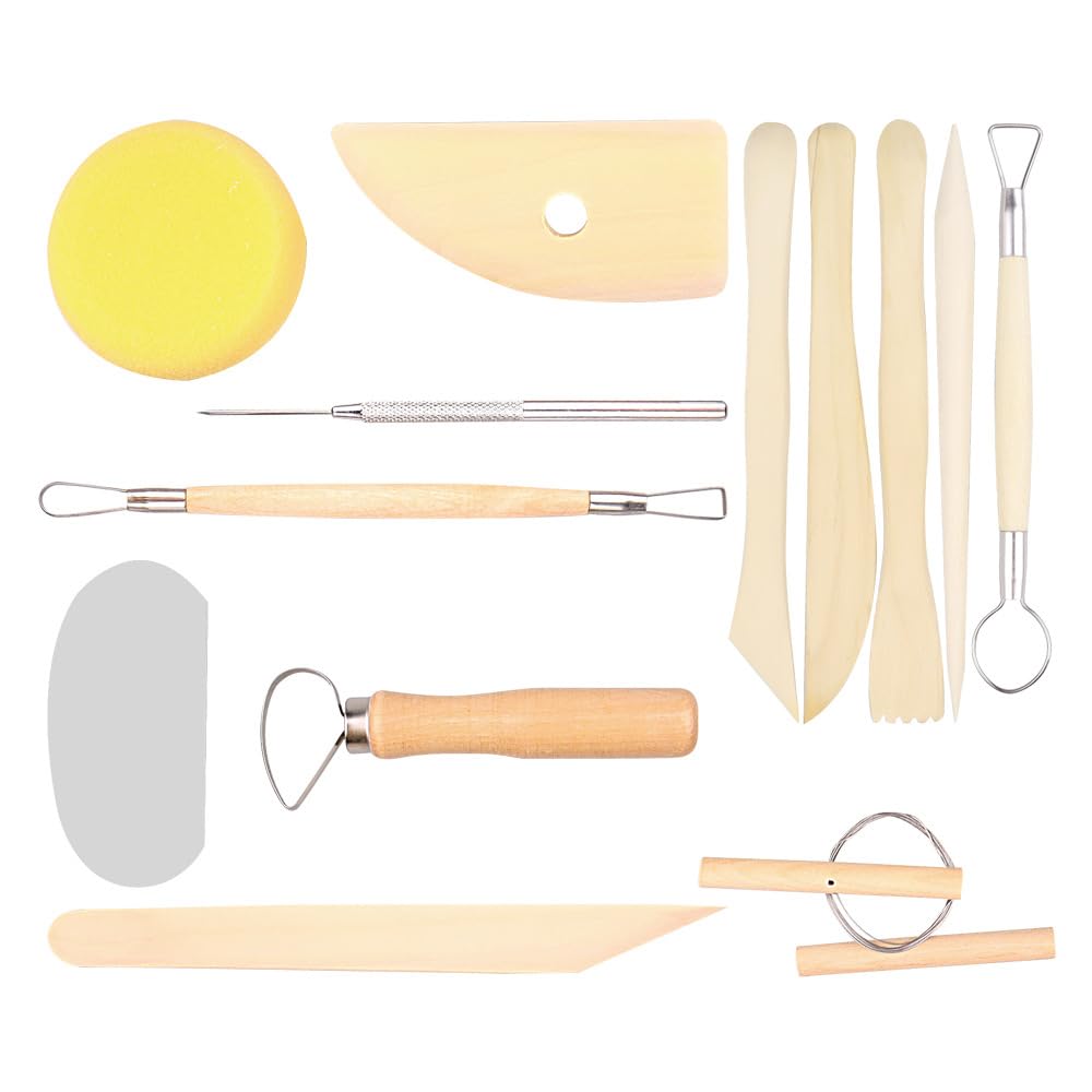 Amazon.co.jp: YTTEEIRRAC 木製 陶芸・粘土ツール 粘土彫刻ツール 陶芸