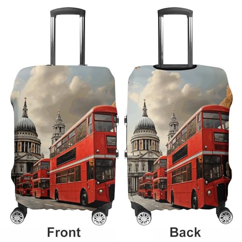 Red Bus Luggage Cover Dustproof Suitcase Cover Elastic Washable Travel Luggage Protector Suitcase Protector Stretch Baggage Protector for 19-32 Inch Luggage S3