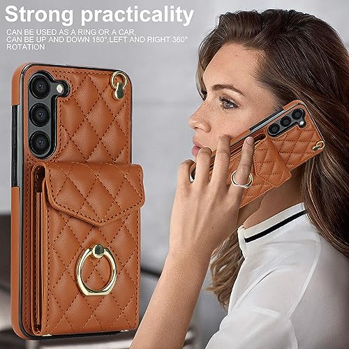Étui en cuir synthétique marron de qualité supérieure pour Samsung Galaxy S24 FE