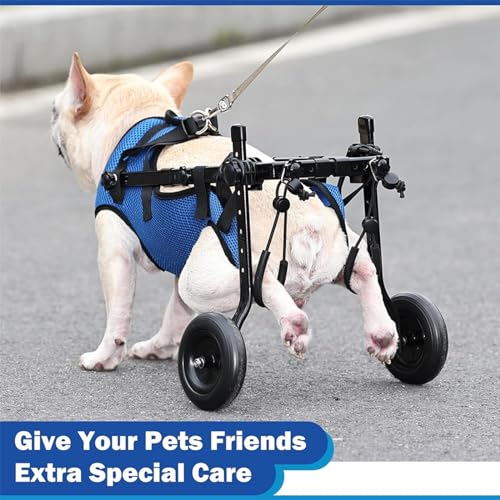 Cadeira de rodas para cães média ajustável para animais de estimação, rodas traseiras de perna para