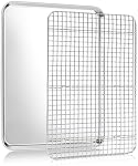 HaSteeL Feuille de cuisson avec ensemble de rack, en acier inoxydable demi-cookie feuille & Rack de fil de grille, bac de cuisson non-collant pour la cuisson au four Refroidissement torréfié, service lourd & Lave-vaisselle en sécurité, 16 x 12 x 1 Pouces