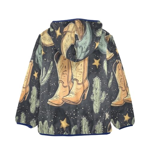 Cowboy Boots and Cactus Toddler Fleece Jacket Girl Boys Hooded Fleece Jacket Coat Warm Outwear Zip-up 3-10T2