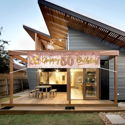 Image of Excelloon 50th Birthday Banner Decorations for Women