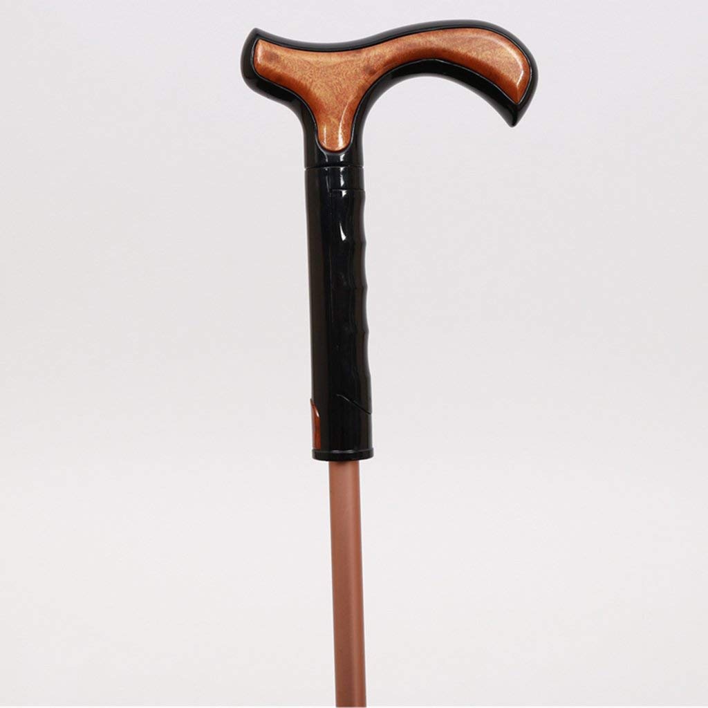 Soporte para bastón para caminar Muleta para bastón para anciano Anciano Telescópico Estable Antideslizante Ligero Altura ajustable con 4 pies y mango de madera Bastones negros para hombres o mujeres
