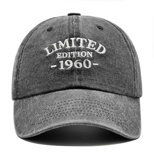 Image of 65th Birthday Gifts for Men Women, Happy 65th Birthday Decorations Men Women, 65 Year Old Man Gift Ideas, Vintage 1960 Birthday Baseball Caps Adjustable, Washed Cotton Hats for Dad Mom Husband Wife