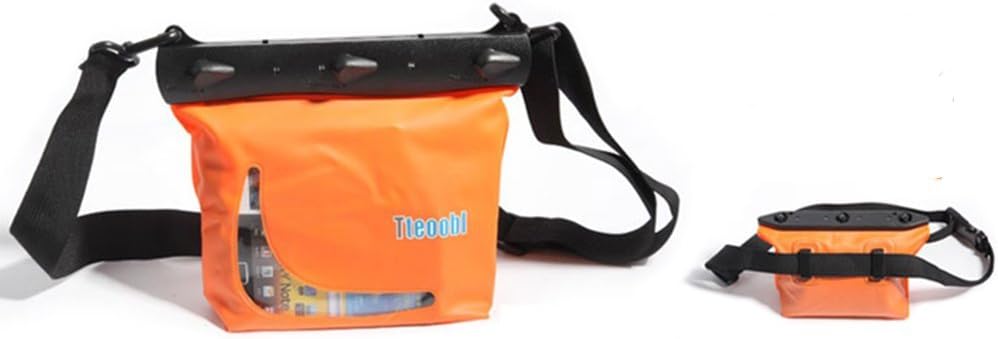 RICHELE Waterproof Waist Pouch for Swimming Diving Running, Waterproof Bag Case with Waist Strap for Beach, Boating, Fishing, Hiking, Camping (Orange)