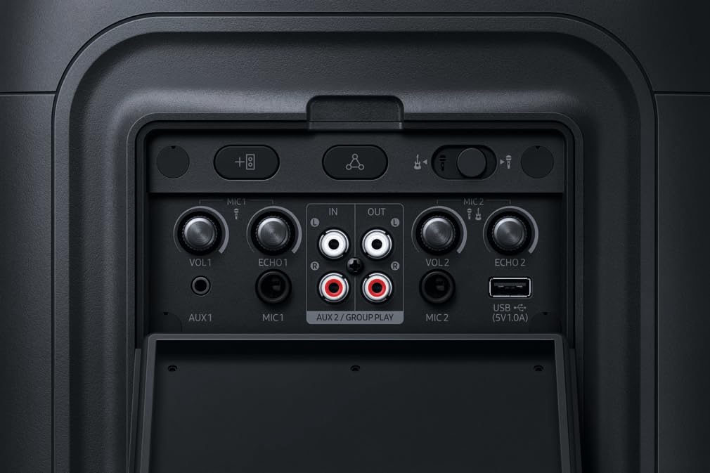 Samsung Sound Tower MX-ST40F/ZG Bluetooth Lautsprecher, Große Partybox & Musikbox mit Akku, 12 h Akkulaufzeit, 160 W, IPX4 wassergeschützt, Karaoke & Bass Booster, Tragbare Soundbox mit LED-Effekten