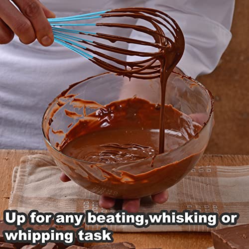 Anaeat Silicone Kitchen Whisk Set Of 4, Perfect For Non-Stick Cookware, Milk And Egg Beater Blender For Whisking, Cooking, Baking, Beating - 11'' Flat Whisk And 8.5''+10.5''+12'' Balloon Whisks (Blue) #TOP7