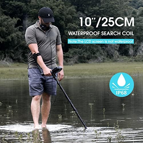 HOOMYA Metal Detectors for Adults Beginners, Adjustable 9 Identification Levels&10 Levels of Sensitivity Pinpoint Function, LCD Backlight 10" Waterproof Search Coil Gold Detector Finder for Kids MD840
