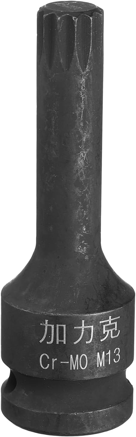 uxcell 1/2" Drive x M13(13mm) Impact Triple Square Spline Bit Socket, Metric 3" Length, CR-MO Steel Use with Impact Drivers or Hand Ratchets