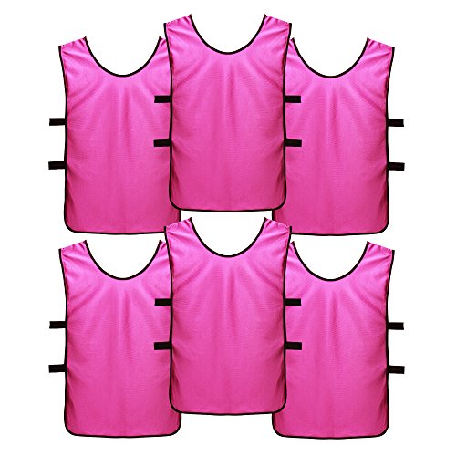 Sportsrepublik Pinnies Practice Scrimmage Vests (6-Pack) - Last Longer And Look Cooler - Soccer,Pink,M (Youth Age 6-11) #TOP25