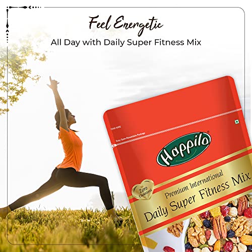 Image of Happilo Premium International Daily Super Fitness Mix 160g (Pack of 4) | Trail Mix of 20+ Varieties Dry Fruits Nuts | Seeds & Berries | Roasted Crunchy and Nutritious Healthy Snack