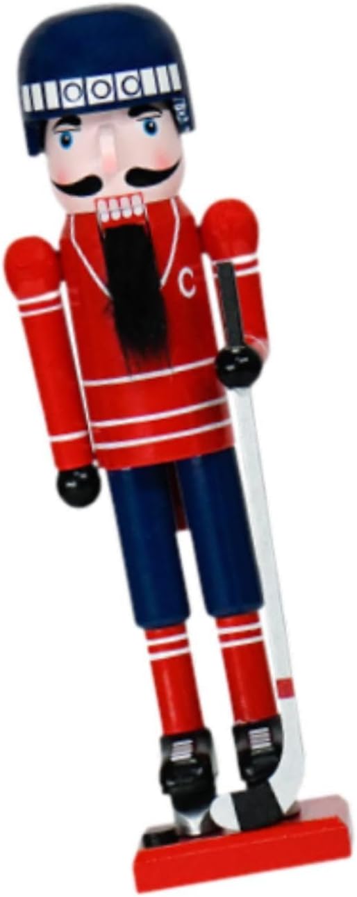 Christmas Wooden Ice Hockey Player Nutcracker 14inch Tall Xmas Puppet Toy Desktop Decoration for Festival Party Indoor Decor