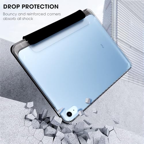 Image of GRIPP Ultra Transparent PC Back Case for iPad 10.9 inch (10th Generation, 2022), iPad 11 inch (A16, 2025), Trifold Stand, Pencil Holder, Auto Sleep /Wake - Black
