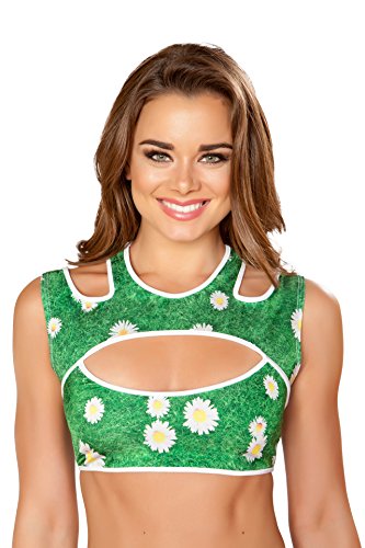 Roma Women's Ravewear Festival Cutout Crop Top, Grass, Medium/Large