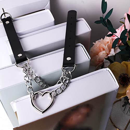 Manfnee PU Leder Choker Punk Emo Herz Anhänger Kette Choker Halsband Halskette für Frauen verstellbar