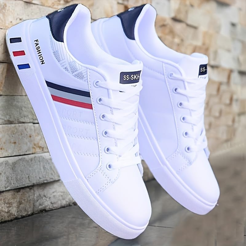 Men's Lace-up Sneakers, Striped Design Skateboard Shoes, Provide Good Traction, Breathable and Comfortable3