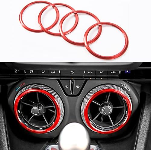 BORUIEN for Camaro Accessories AC Knobs Air Conditioner Outlet Vent Trim For 2017-2020 Chevrolet Camaro, 4pcs Red Aluminum
